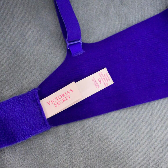 Victoria's Secret Push Up Bra Size 34D Purple Lace Trim Velvet 10835454 Pearl - Picture 7 of 8